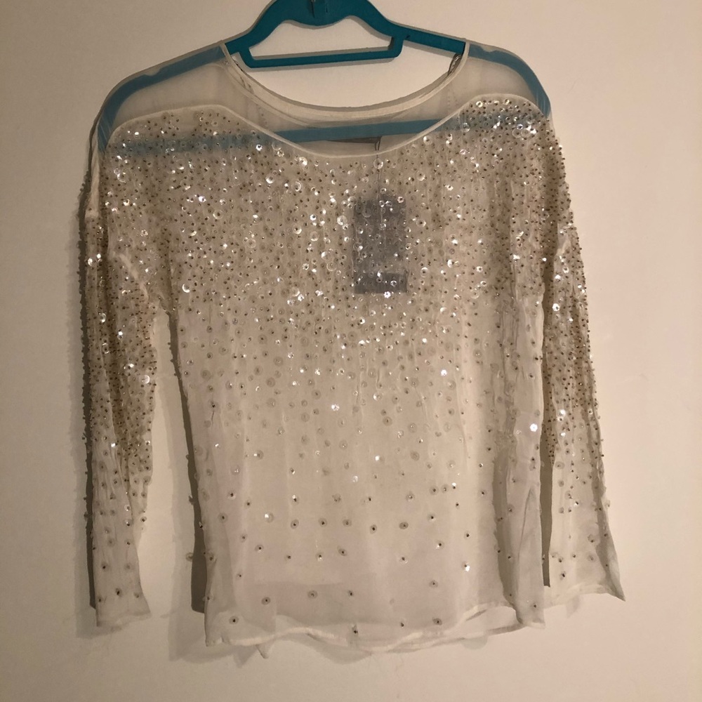 Zara - white sequin blouse